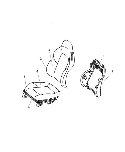 2004 Chrysler Crossfire Front Seat Back Cover Diagram for YQ75BD5AA