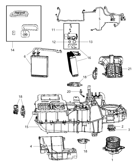 2009 Chrysler Aspen A/C & Heater Unit Front Diagram