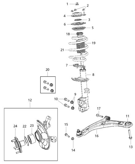 2012 Jeep Patriot Steering Knuckle, Front Diagram for 68088499AB