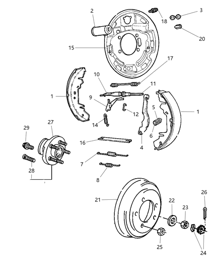 2002 Chrysler Voyager Brakes, Rear Drum Diagram