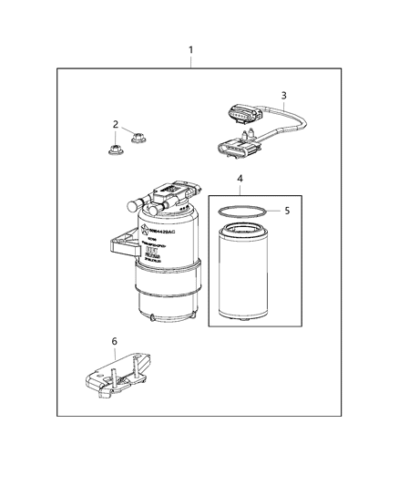 2019 Ram 1500 Filter-FUEL/WATER Separator Diagram for 68394481AA