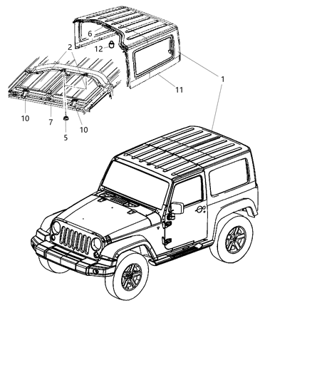 2012 Jeep Wrangler Top Diagram for 1PJ03GW7AE