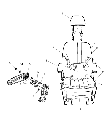 2007 Dodge Caravan HEADREST-Rear Diagram for 1AL731D5AA