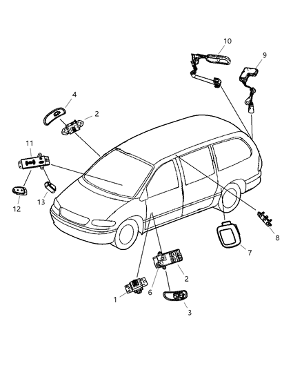 2004 Chrysler Town & Country Bezel-Power Window Switch Diagram for SA76ZP7AB