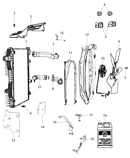 2013 Ram 2500 Radiator Outlet Diagram for 68166470AB