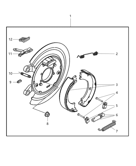 2004 Dodge Ram 2500 Parking Brake Shoe And Lining Kit Diagram for 5018550AA