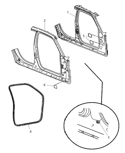 2006 Dodge Charger Panel-Body Side Aperture Front Diagram for 5174355AB