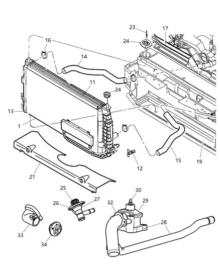 2003 Dodge Intrepid CROSSMEMBER-Upper Radiator Mounting Diagram for 5003851AH