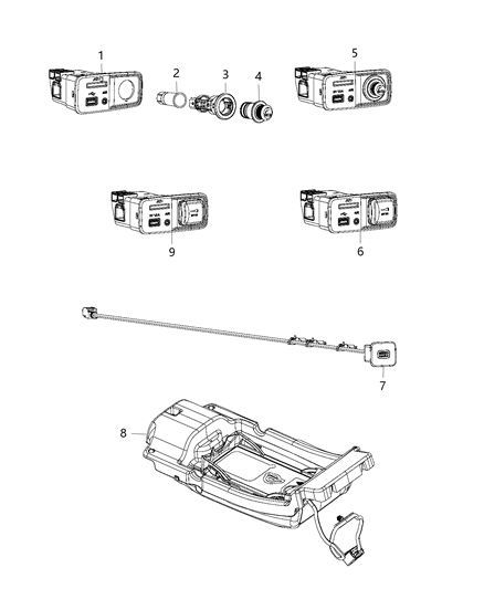 2017 Jeep Cherokee Media-Hub Diagram for 68139536AC