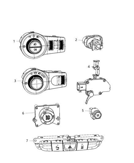 2019 Jeep Cherokee Switches - Instrument Panel Diagram