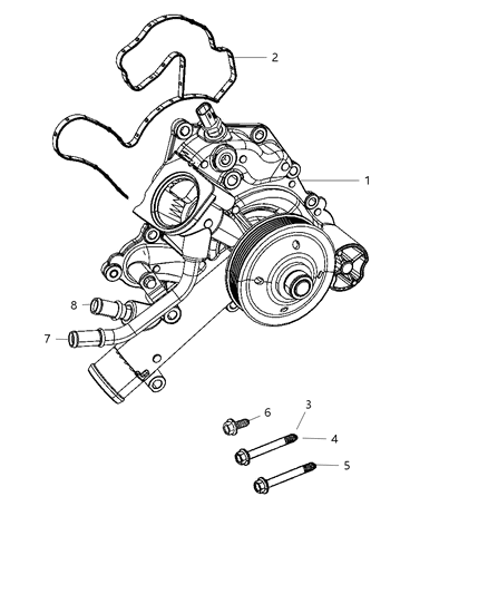 2009 Dodge Ram 2500 Water Pump & Related Parts Diagram 1