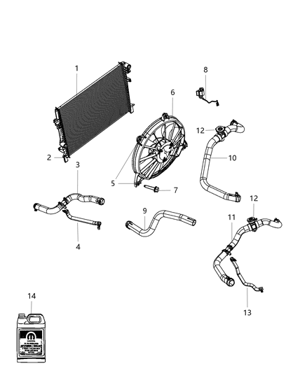 2019 Dodge Journey Radiator & Related Parts Diagram 1