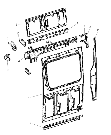 2007 Dodge Sprinter 3500 Rail-Roof Diagram for 68008606AA