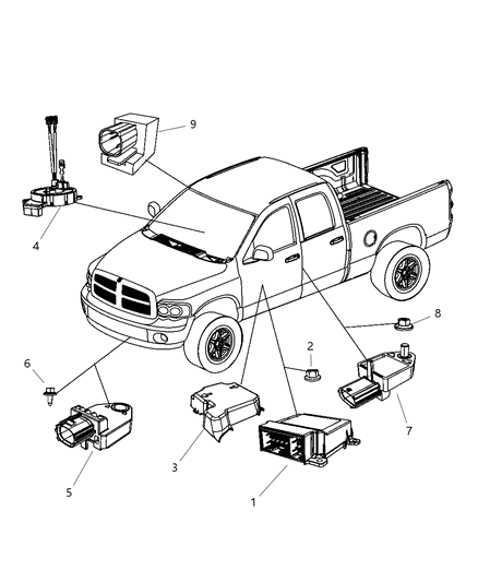 2008 Dodge Ram 1500 Cover-Air Bag Module Diagram for 56043317AC