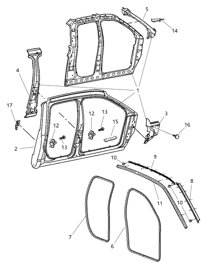 2007 Dodge Ram 3500 Pickup Aperture Panel Bodyside Diagram 2