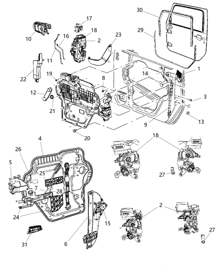 2009 Jeep Wrangler Front Door Power Lock Latch Diagram for 4589277AH