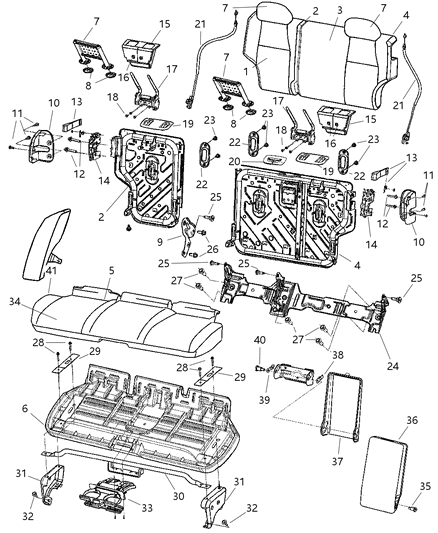 2006 Jeep Grand Cherokee Rear Seat Cushion Cover Diagram for 1DF141D5AA