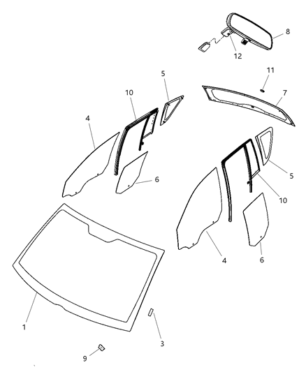 2008 Jeep Compass Glass-Rear Door Diagram for 5074818AB