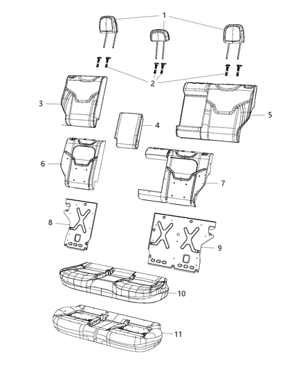 2020 Jeep Compass Rear Seat Cushion Cover Diagram for 6UU74LR5AA