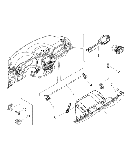 2015 Jeep Renegade Glove Box Door Diagram for 68255416AA