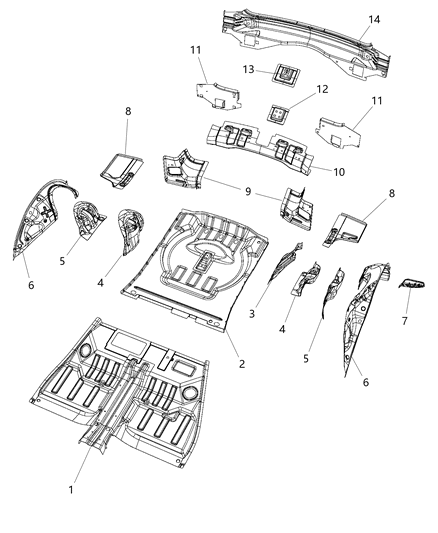 2016 Jeep Grand Cherokee Rear Floor Pan Diagram