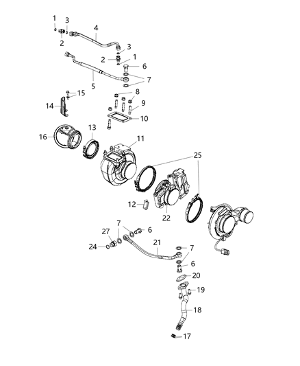 2016 Ram 2500 Turbocharger & Oil Lines / Hoses Diagram