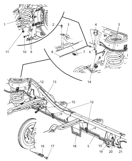 2008 Chrysler Aspen Brake Tubes & Hoses, Rear And Chassis Diagram