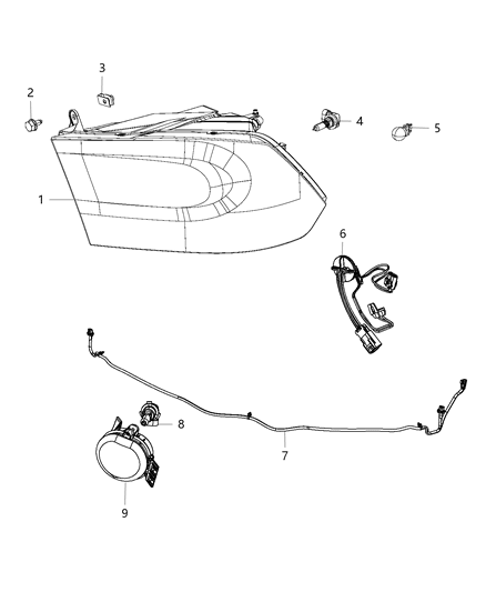 2013 Ram 3500 Pickup Lamps, Front Diagram