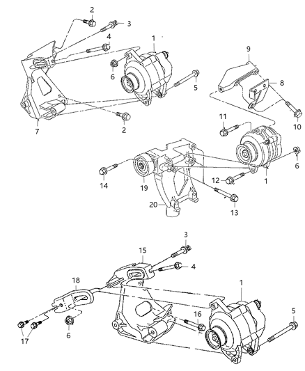 1997 Chrysler Sebring Convertible Alternator & Pulley Diagram