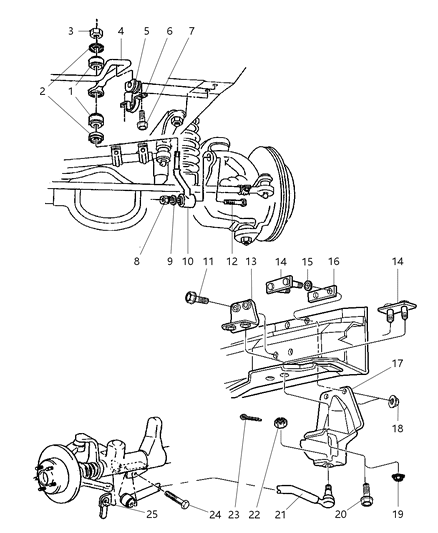 2001 Jeep Cherokee Front Stabilizer Bar & Track Bar Diagram