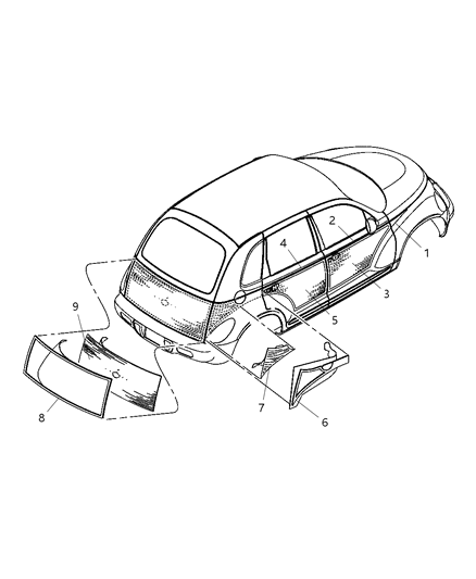 2002 Chrysler PT Cruiser Woodgrain Decor Package Diagram