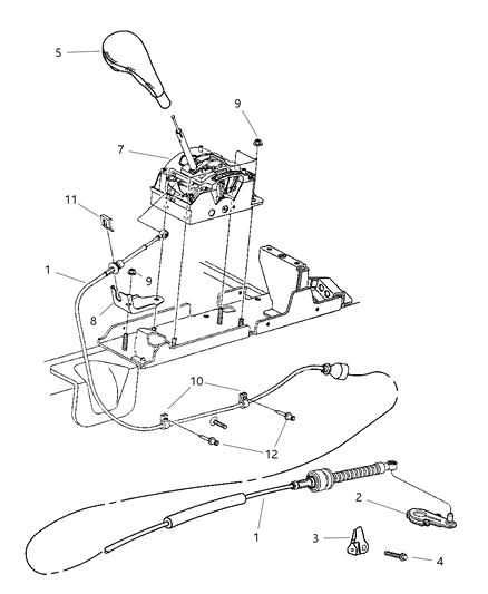 2001 Chrysler Prowler Transmission Shift Cable Diagram for 4786660AB