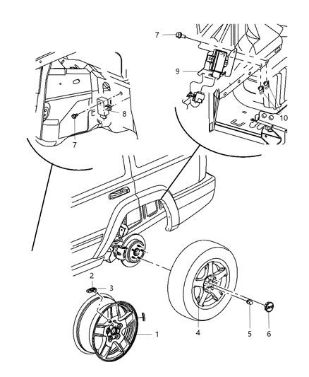 2006 Jeep Commander Wheels & Hardware Diagram