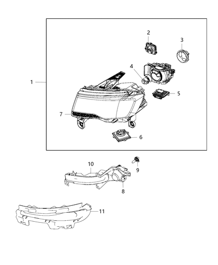 2014 Jeep Grand Cherokee Lamps, Front Diagram 1