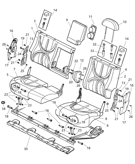 2001 Dodge Durango Link-Seat Support Diagram for 5015740AA