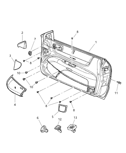 2003 Chrysler Sebring Panel-Door Trim Front Diagram for YH391BPAA