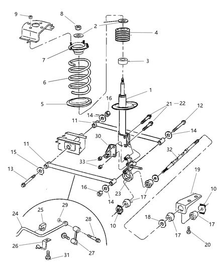 1998 Dodge Neon Lateral Arm Rear Diagram for 4626185