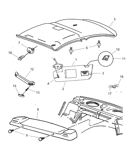 1997 Dodge Neon Headliner Diagram for LC37SC1