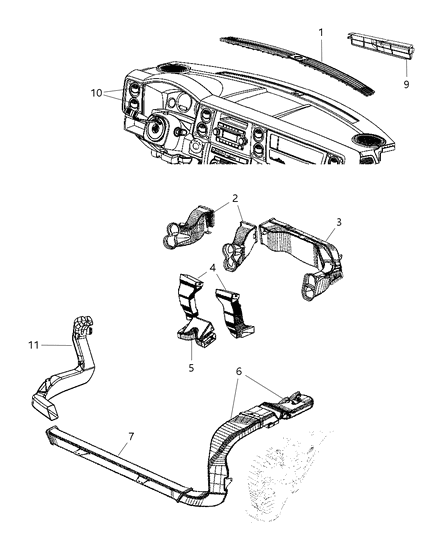 2006 Jeep Commander Duct-Instrument Panel Diagram for 55117055AA