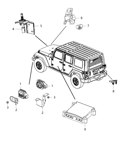 2015 Jeep Wrangler SIREN-Alarm Diagram for 68245065AA