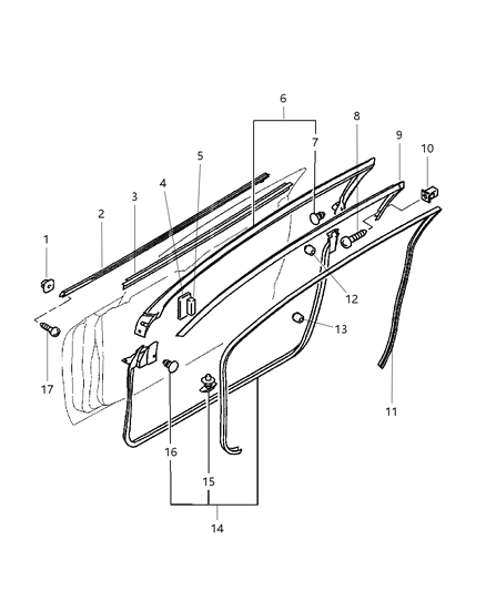 2000 Chrysler Sebring Coupe Front Door Weatherstrip Diagram