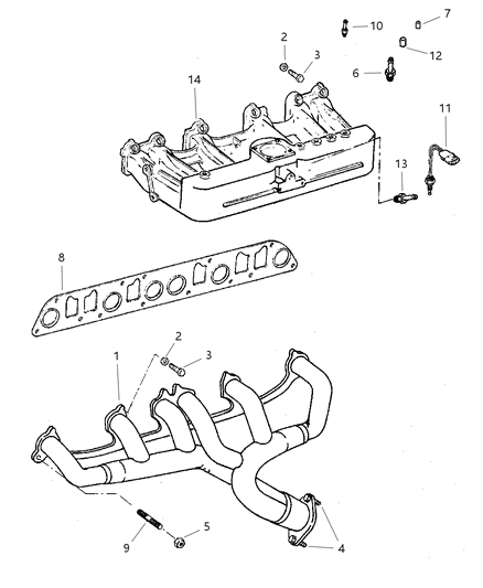 1998 Jeep Grand Cherokee Manifold - Intake & Exhaust Diagram 1