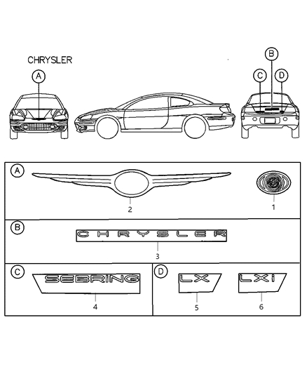 2002 Chrysler Sebring Nameplates Diagram