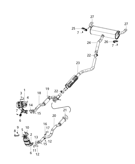 2017 Jeep Cherokee Hanger-Exhaust Diagram for 68141918AB