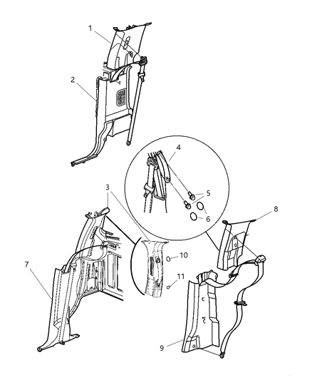 2005 Dodge Ram 2500 Panel-C Pillar Diagram for 5HC65WL5AG