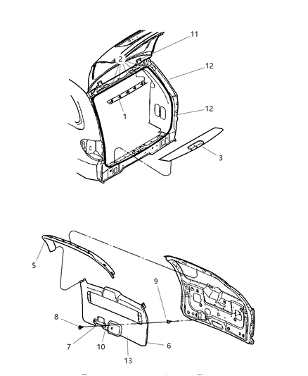 2001 Chrysler Voyager Panel - Liftgate Diagram