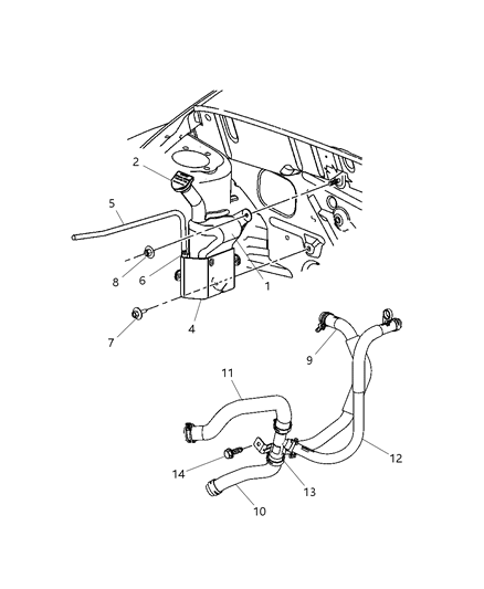 2005 Chrysler PT Cruiser Hose-COOLANT Reserve Tank Diagram for 5072198AA