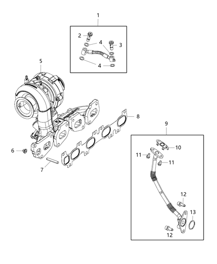 2018 Jeep Cherokee Tube-Turbo Oil Drain Diagram for 68286389AA