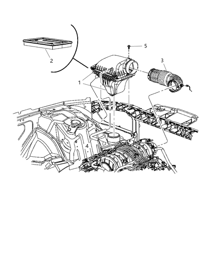 2008 Dodge Challenger Air Cleaner & Related Diagram