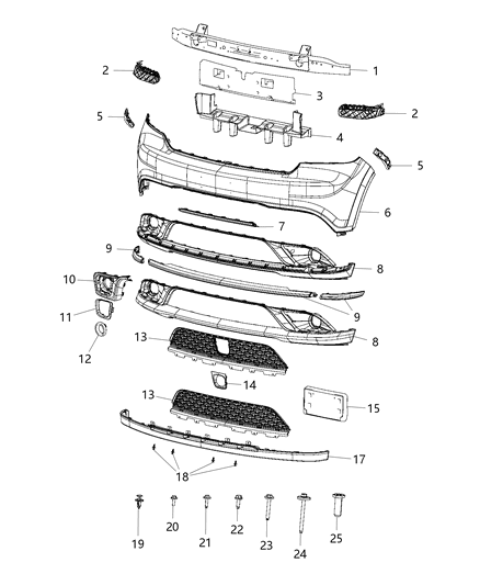2019 Dodge Durango Grille-Lower Diagram for 68252340AA